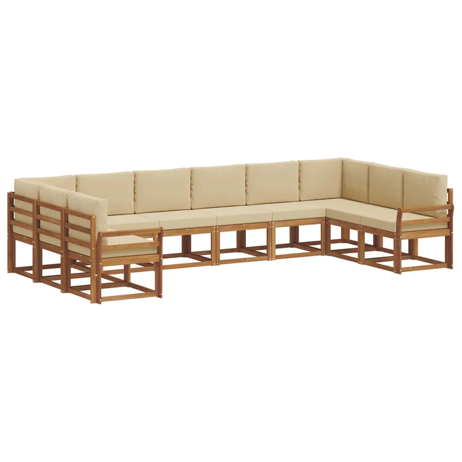 Ensemble de canapés d'extérieur 10 pcs Naturel et Beige - 2