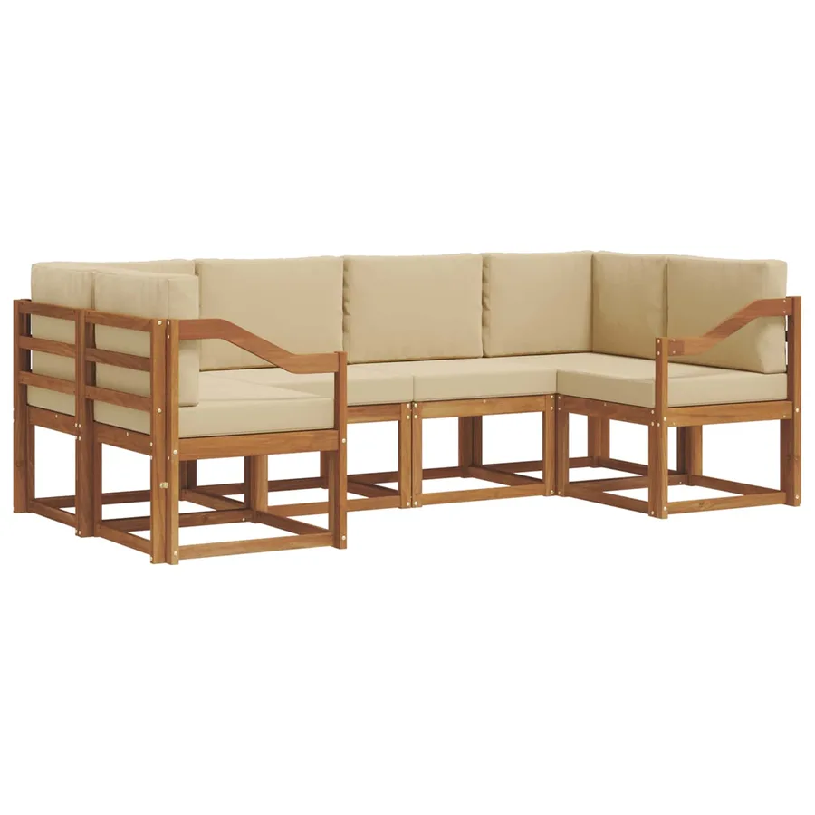 Ensemble de canapés d'extérieur 6 pcs Naturel et Beige - 2