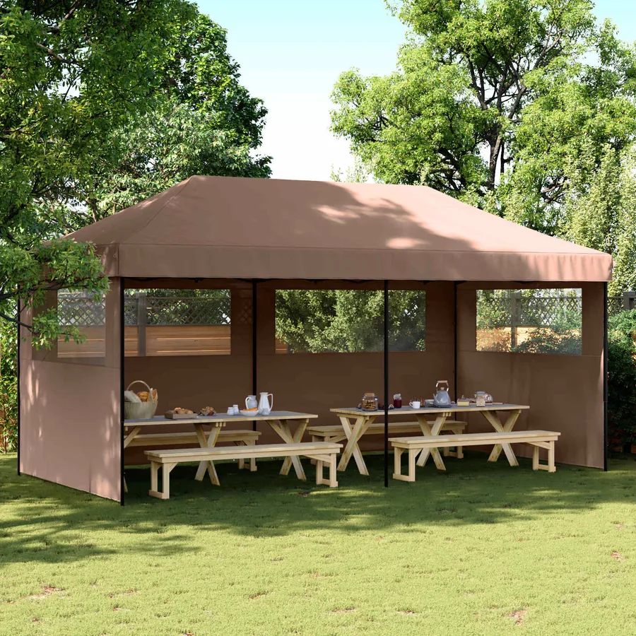 Tente de fête Marron 292 x 580 x 315 cm Tissu Oxford