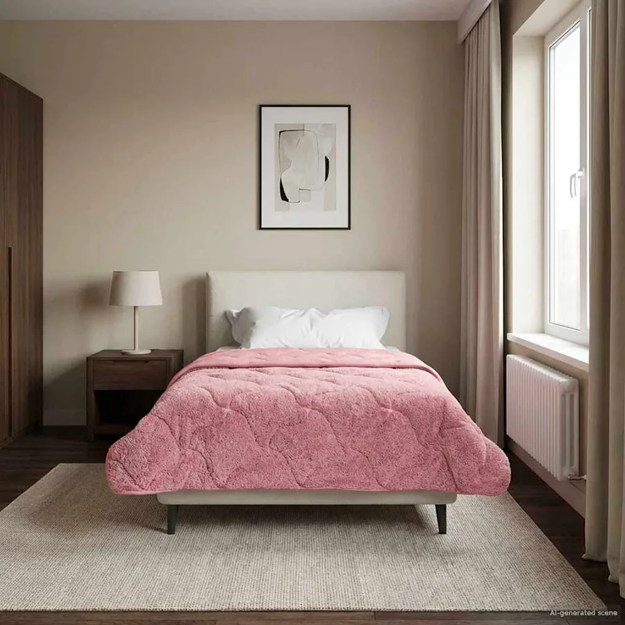Duvet d'hiver Rose 140 x 220 cm Microfibre et polaire Teddy