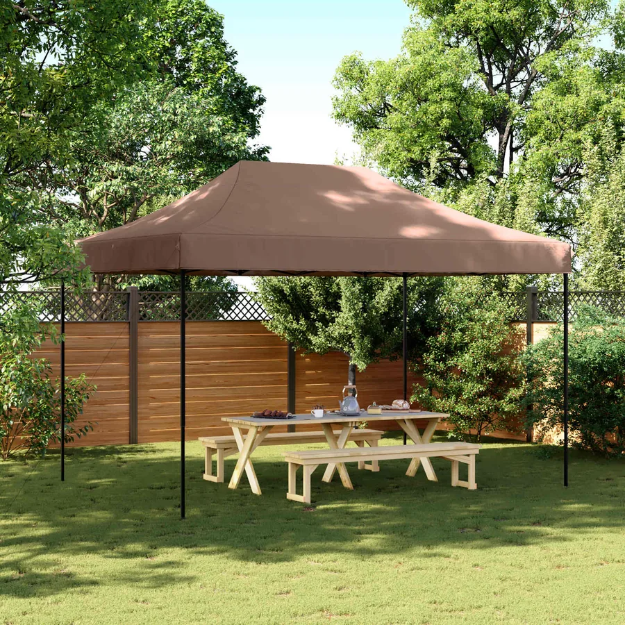 Tente de fête Marron 279 x 410 x 315 cm Tissu Oxford