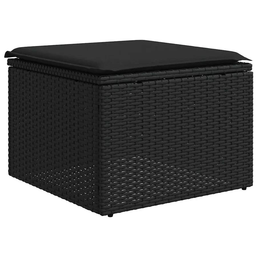 Salon de jardin 11 pcs avec coussins noir résine tressée - 6