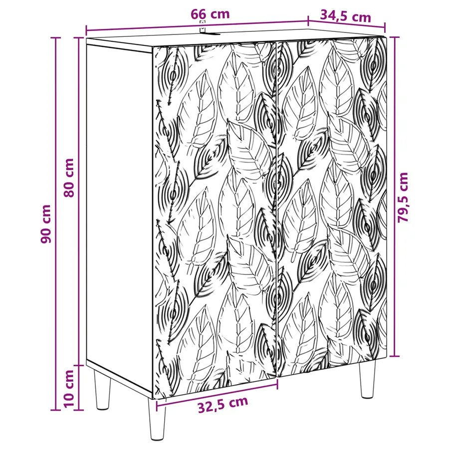 Buffet Blanc 66 x 34,5 x 90 cm Bois d'ingénierie - 10