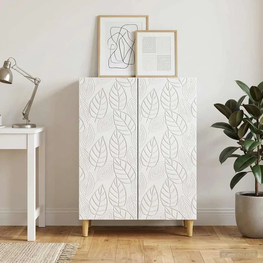 Buffet Blanc 66 x 34,5 x 90 cm Bois d'ingénierie - 3