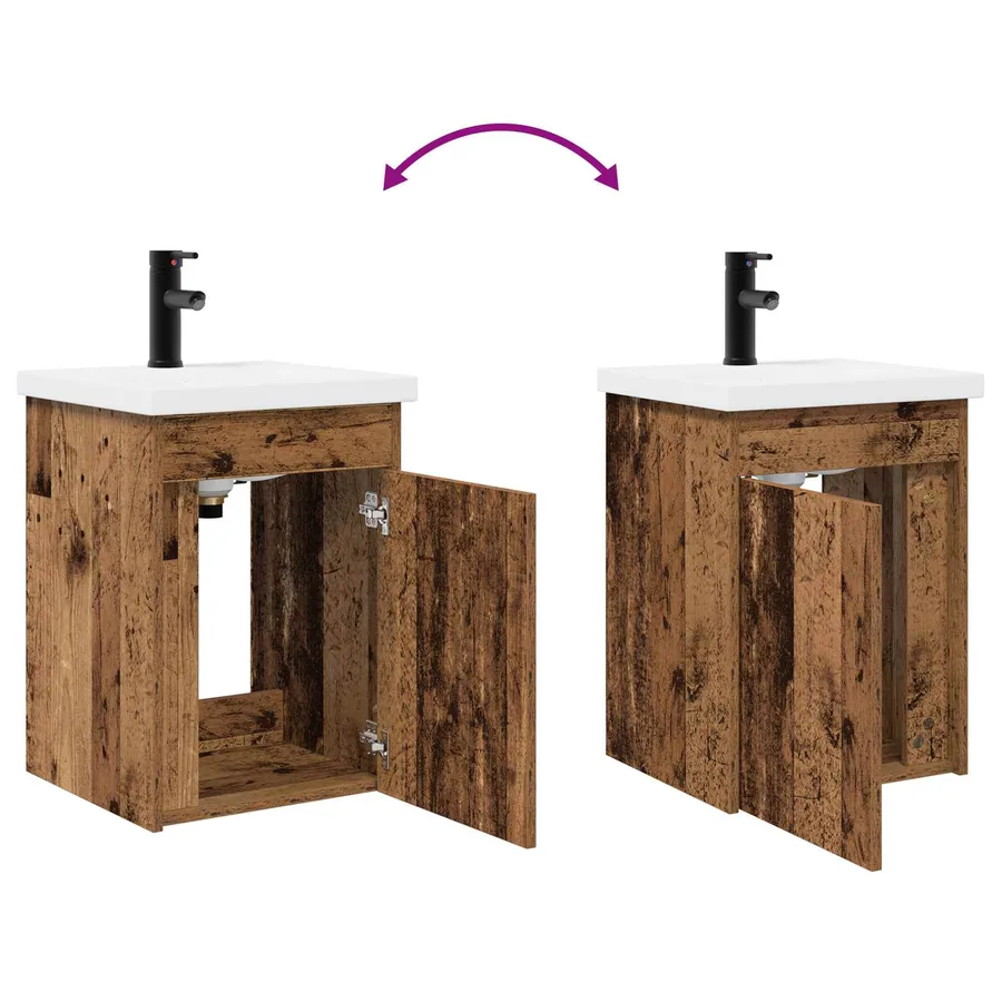 Meuble de salle de bain avec robinet Bois ancien - 9