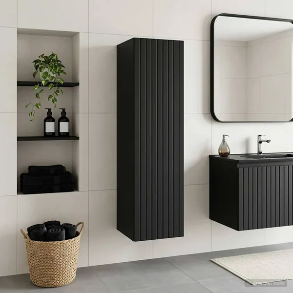 Cabinet de Salle de Bain Mural Noir 33 x 34,5 x 100 cm