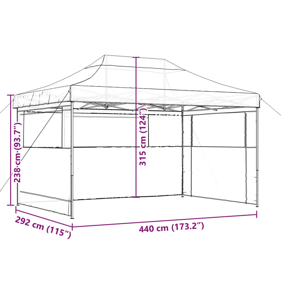 Tente de fête Bordeaux 292 x 440 x 315 cm Tissu Oxford - 11