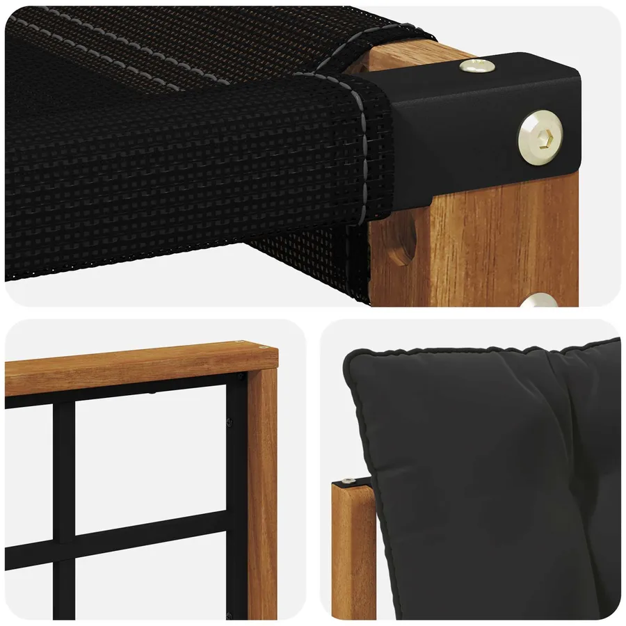 Ensemble de canapés d'extérieur 4 pcs Naturel et Noir - 7