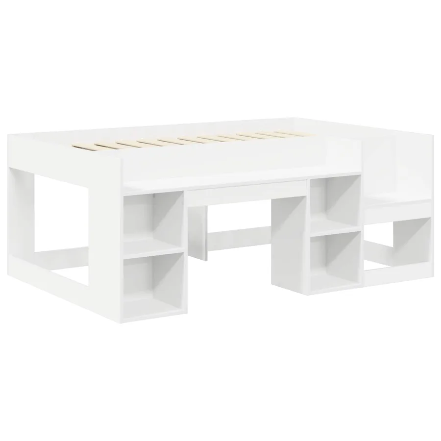 Lit avec Tunnel 3 pc Blanc et rose Bois d'ingénierie - 4