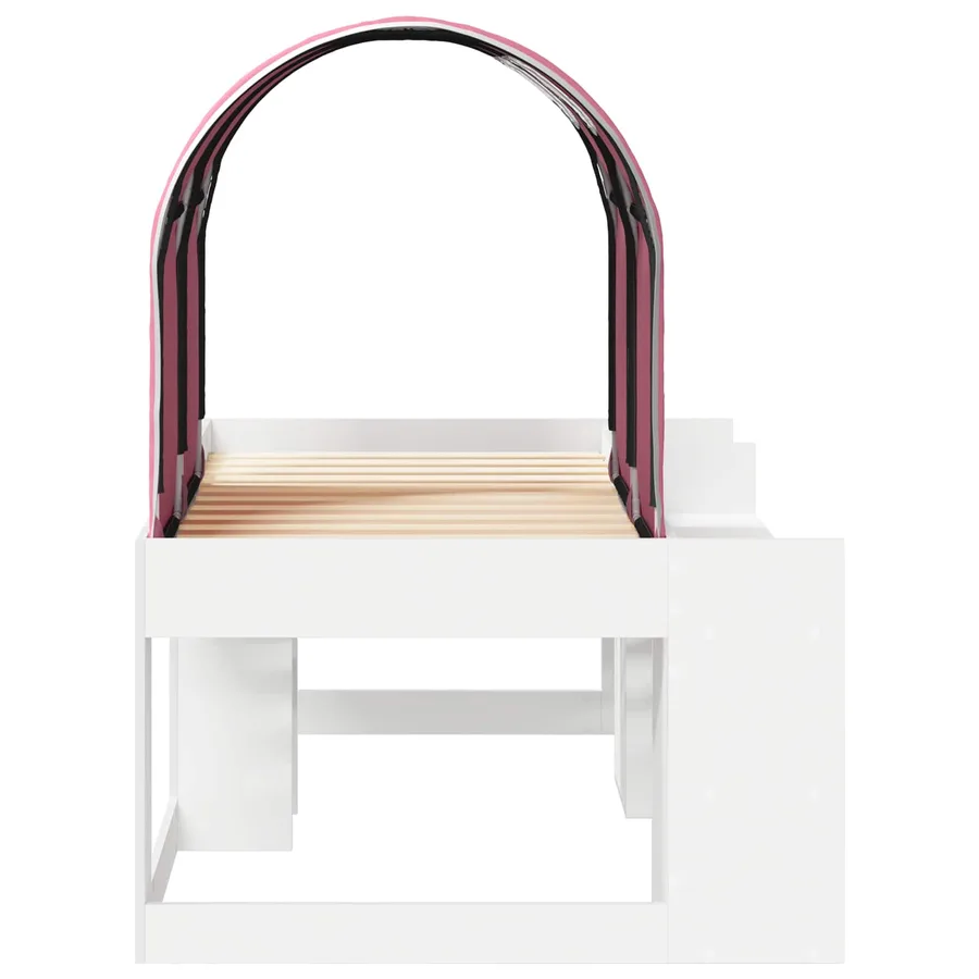 Lit avec Tunnel 3 pc Blanc et rose Bois d'ingénierie - 7