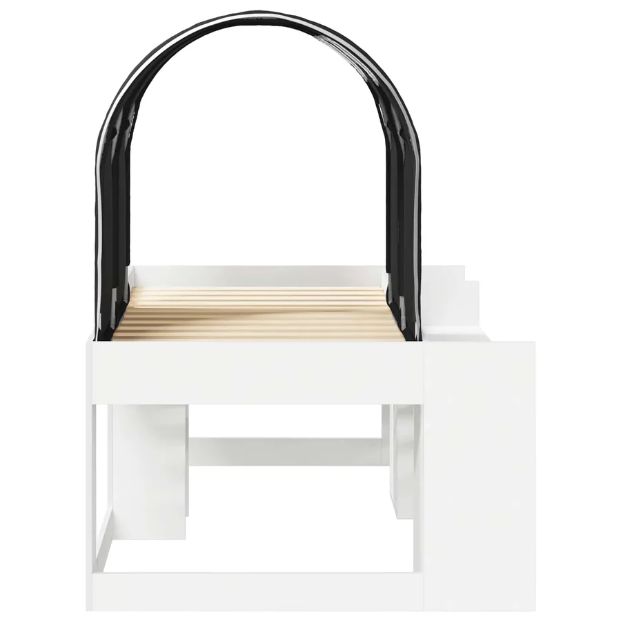 Lit avec Tunnel 3 pc Blanc et noir Bois d'ingénierie - 7