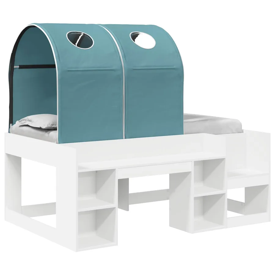 Lit avec Tunnel 3 pc Blanc et bleu clair Bois d'ingénierie - 2