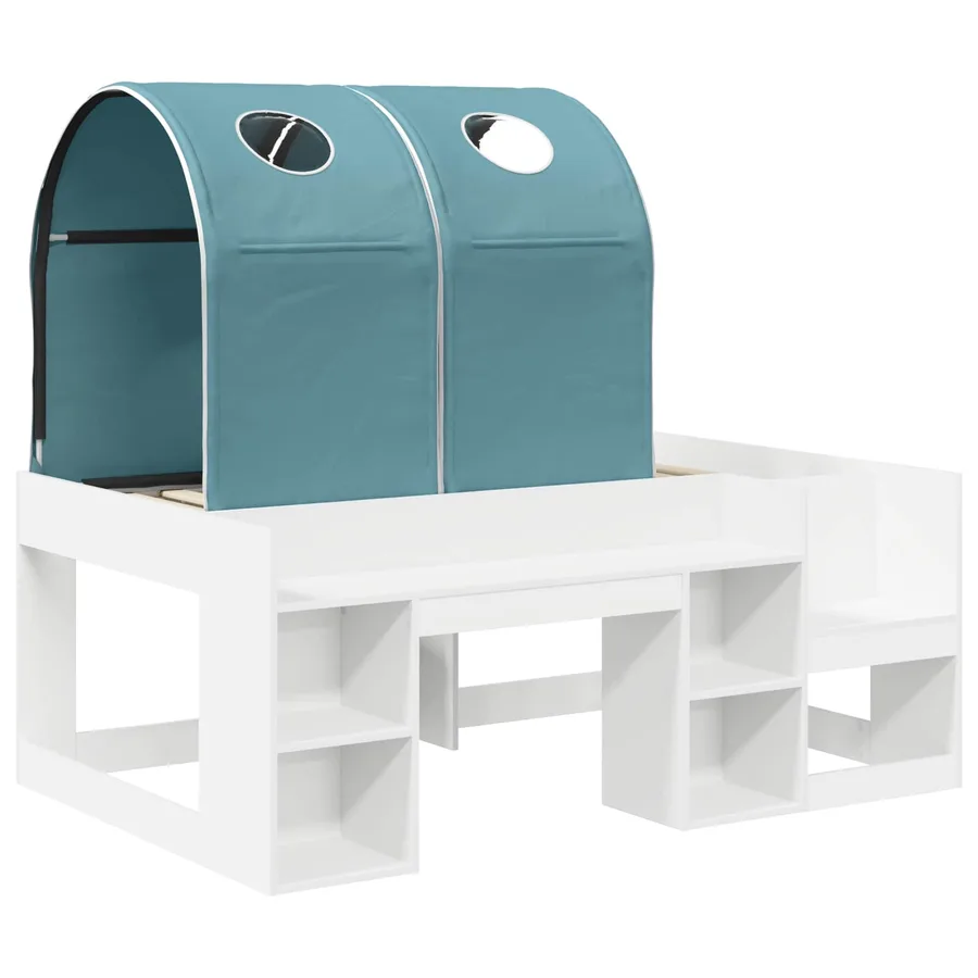 Lit avec Tunnel 3 pc Blanc et bleu clair Bois d'ingénierie - 3