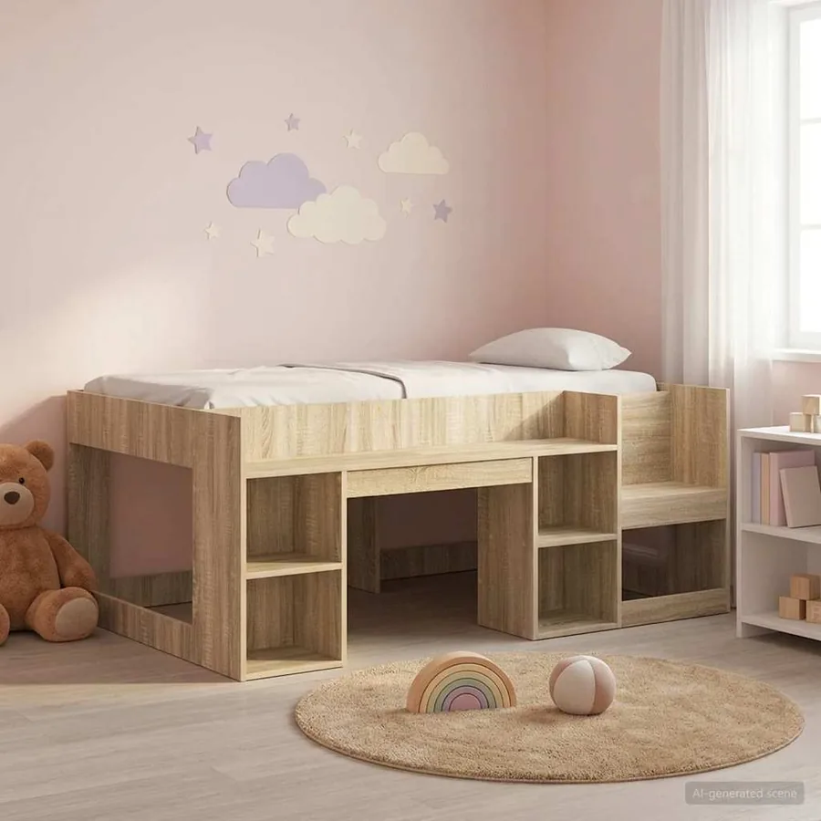 Cadre de lit pour enfants avec rangement Chêne Sonoma