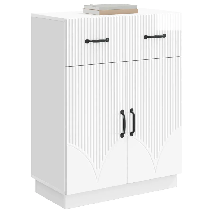 Buffet Blanc brillant 66 x 34,5 x 87 cm Bois d'ingénierie - 3