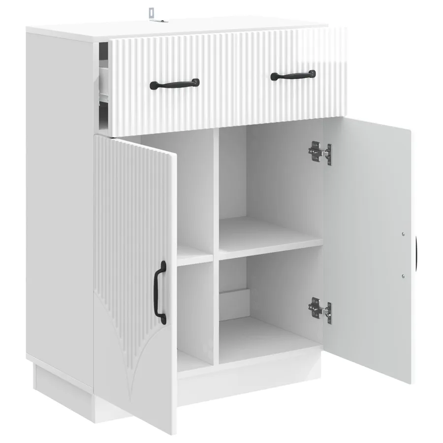 Buffet Blanc brillant 66 x 34,5 x 87 cm Bois d'ingénierie - 5