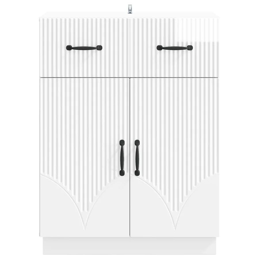 Buffet Blanc brillant 66 x 34,5 x 87 cm Bois d'ingénierie - 6