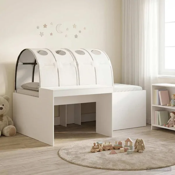 Lit avec Tunnel 3 pc Chêne Artisanal et Blanc Bois d'ingénierie
