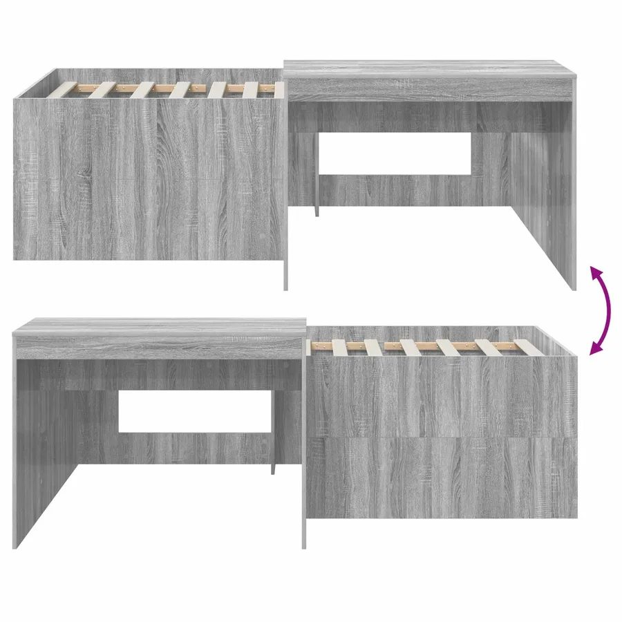 Lit haut pour enfants avec bureau Sonoma gris 90 x 200 cm - 8
