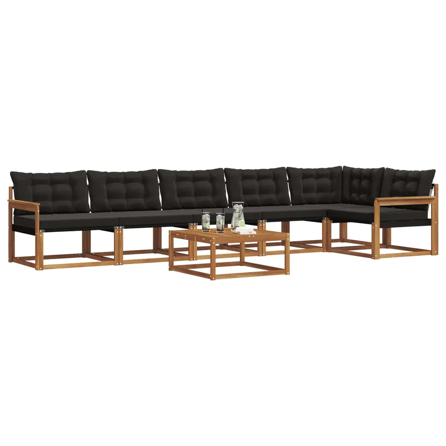 Ensemble de canapés d'extérieur 7 pcs Naturel et Noir - 3