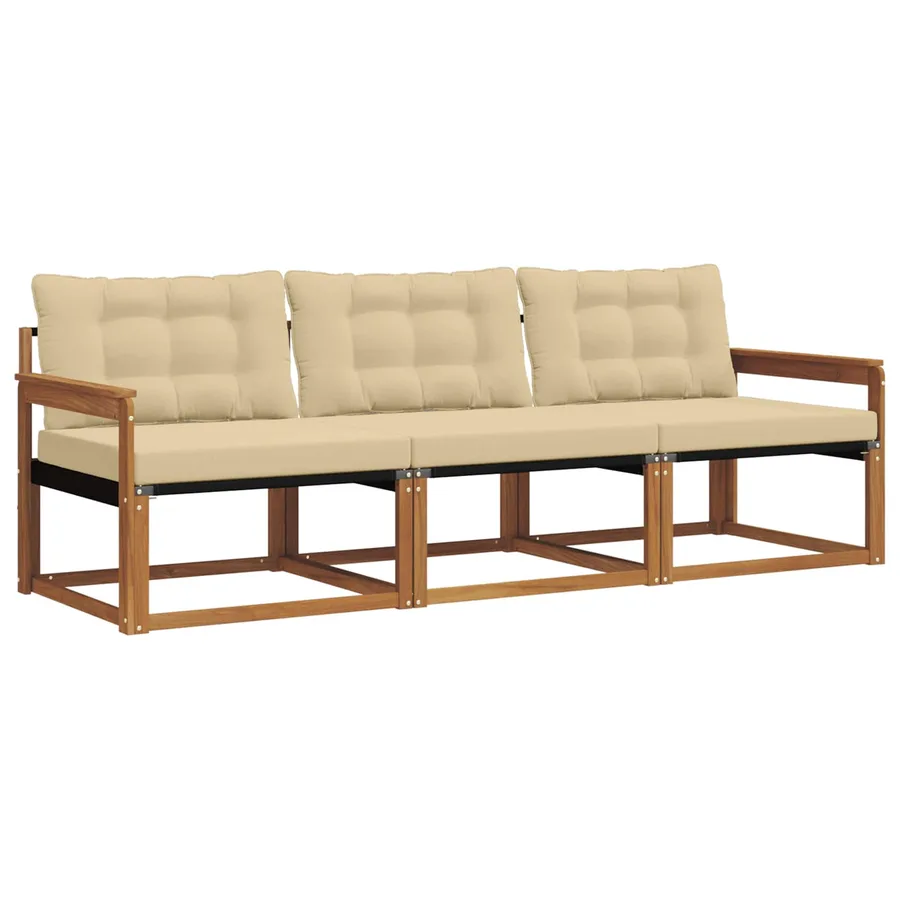 Ensemble de canapés d'extérieur 3 pcs Naturel et Beige - 2