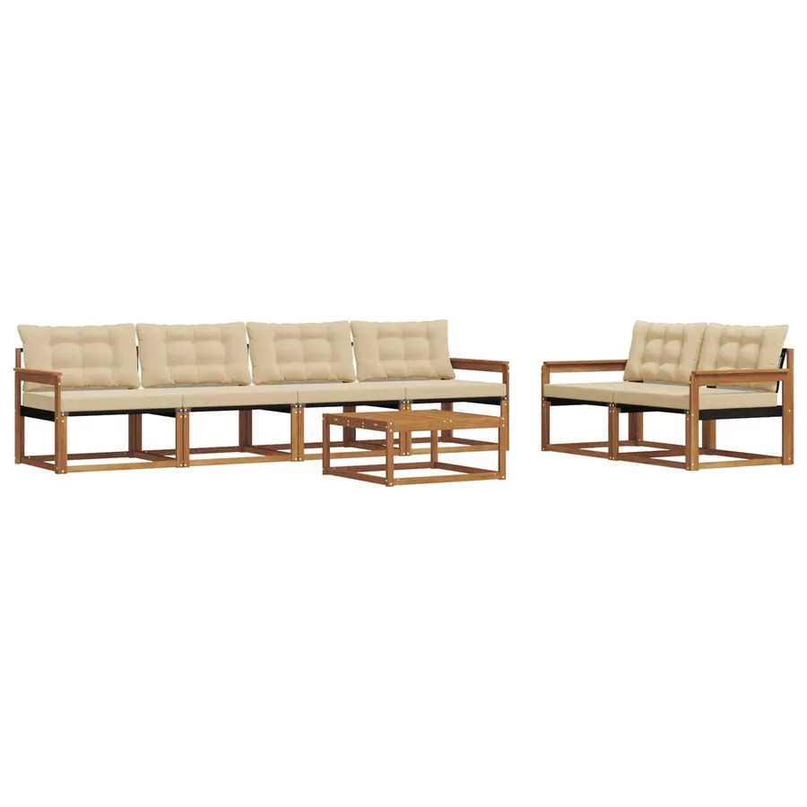 Ensemble de canapés d'extérieur 7 pcs Naturel et Beige - 2