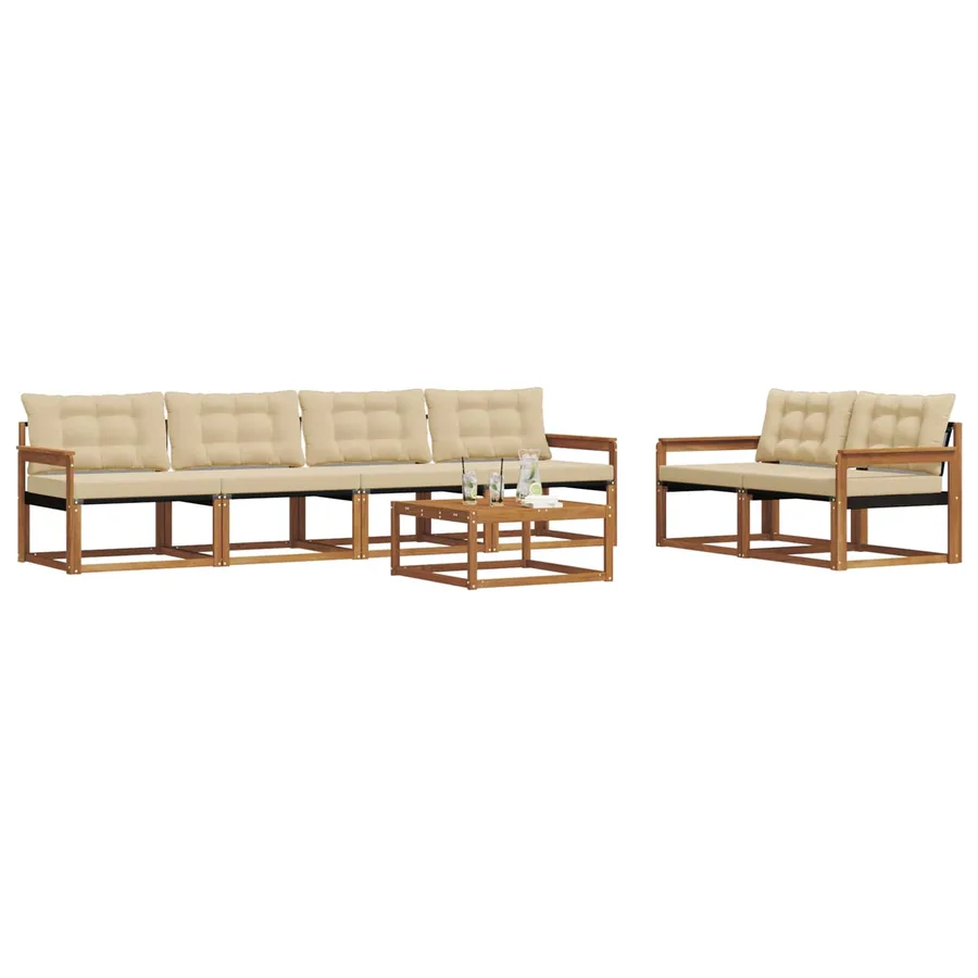 Ensemble de canapés d'extérieur 7 pcs Naturel et Beige - 3
