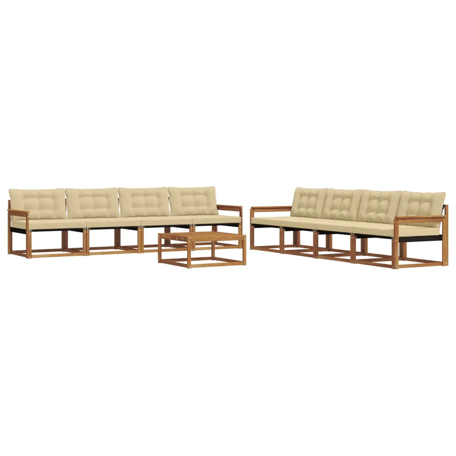Ensemble de canapés d'extérieur 9 pcs Naturel et Beige - 2