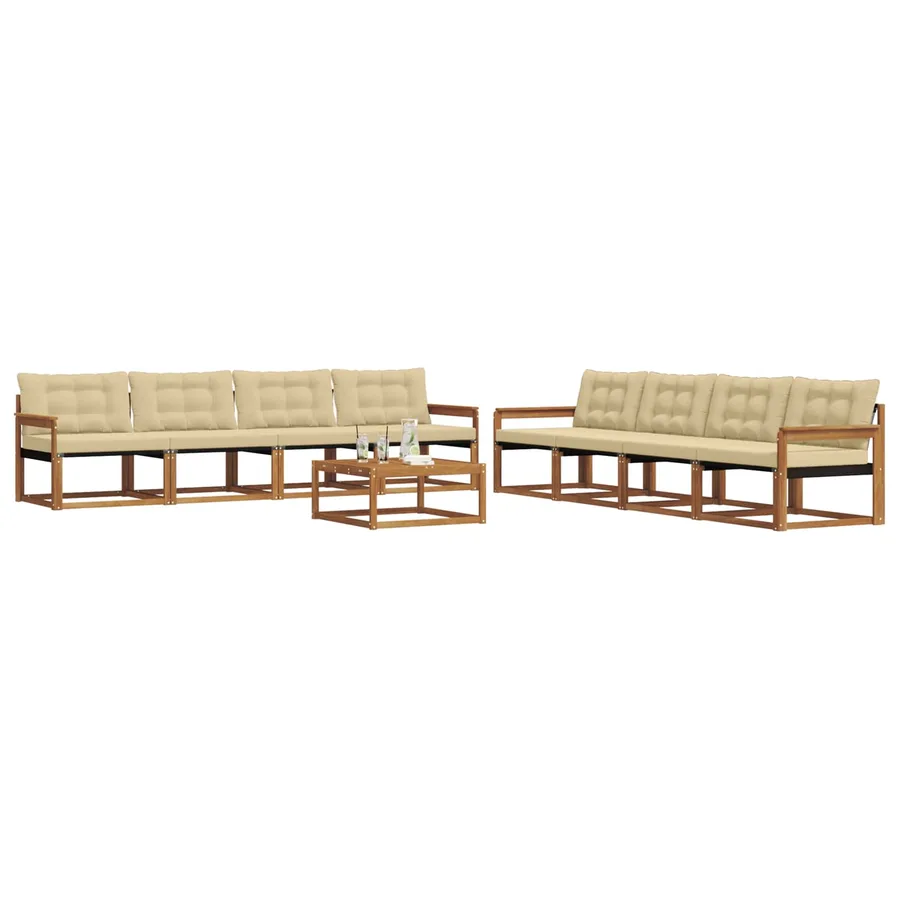 Ensemble de canapés d'extérieur 9 pcs Naturel et Beige - 3