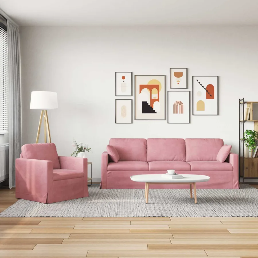 Ensemble de Canapés 2 pcs Rose 228 x 78 x 80 cm Velours - 3