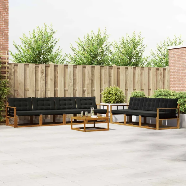 Ensemble de canapés d'extérieur 8 pcs Naturel et Noir