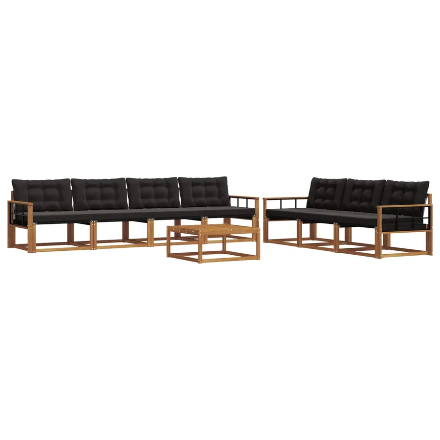 Ensemble de canapés d'extérieur 8 pcs Naturel et Noir - 2