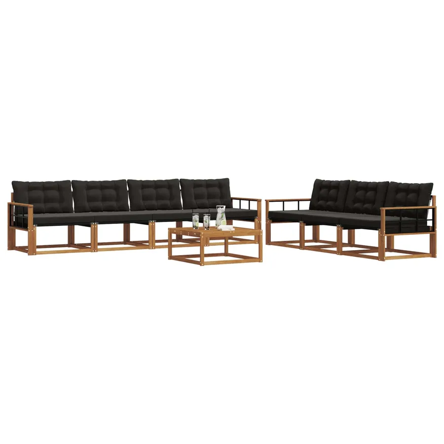 Ensemble de canapés d'extérieur 8 pcs Naturel et Noir - 3
