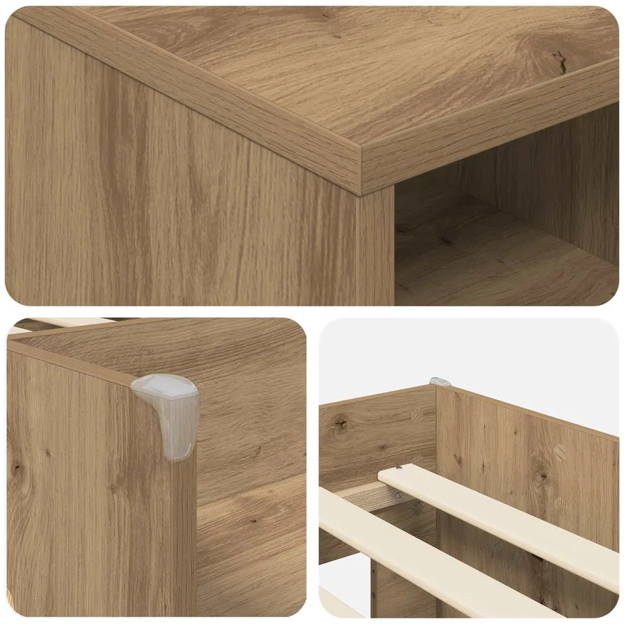 Cadre de lit en loft avec armoire 3 pc Chêne artisanal - 6