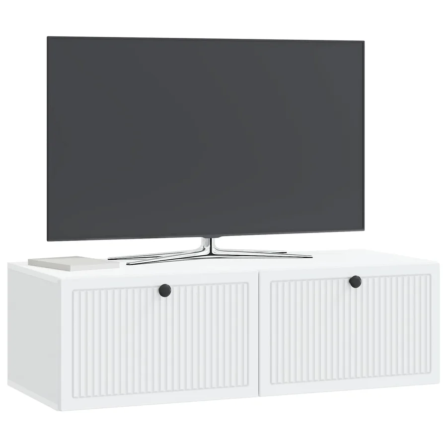 Meuble TV mural Blanc 98 x 41 x 30 cm Bois d'ingénierie - 3