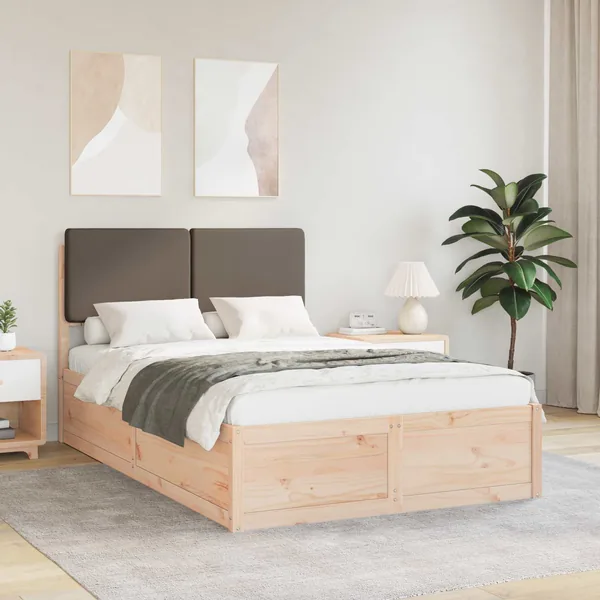 Cadre de lit avec tête de lit rembourrée Taupe 120 x 190 cm