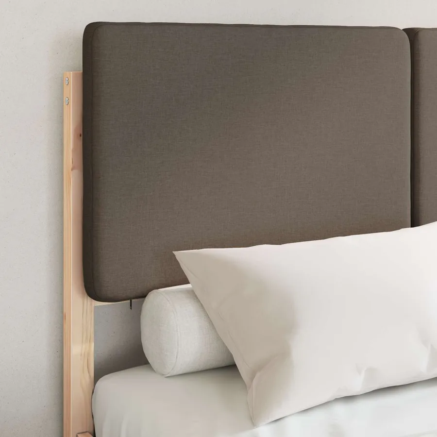 Cadre de lit avec tête de lit rembourrée Taupe 120 x 190 cm - 3