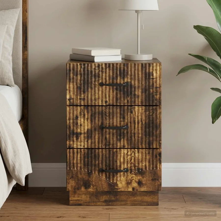 Cabinet de chevet avec tiroir Chêne fumé 43 x 41 x 63,5 cm