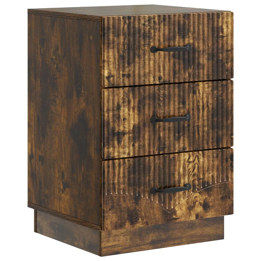 Cabinet de chevet avec tiroir Chêne fumé 43 x 41 x 63,5 cm - 2