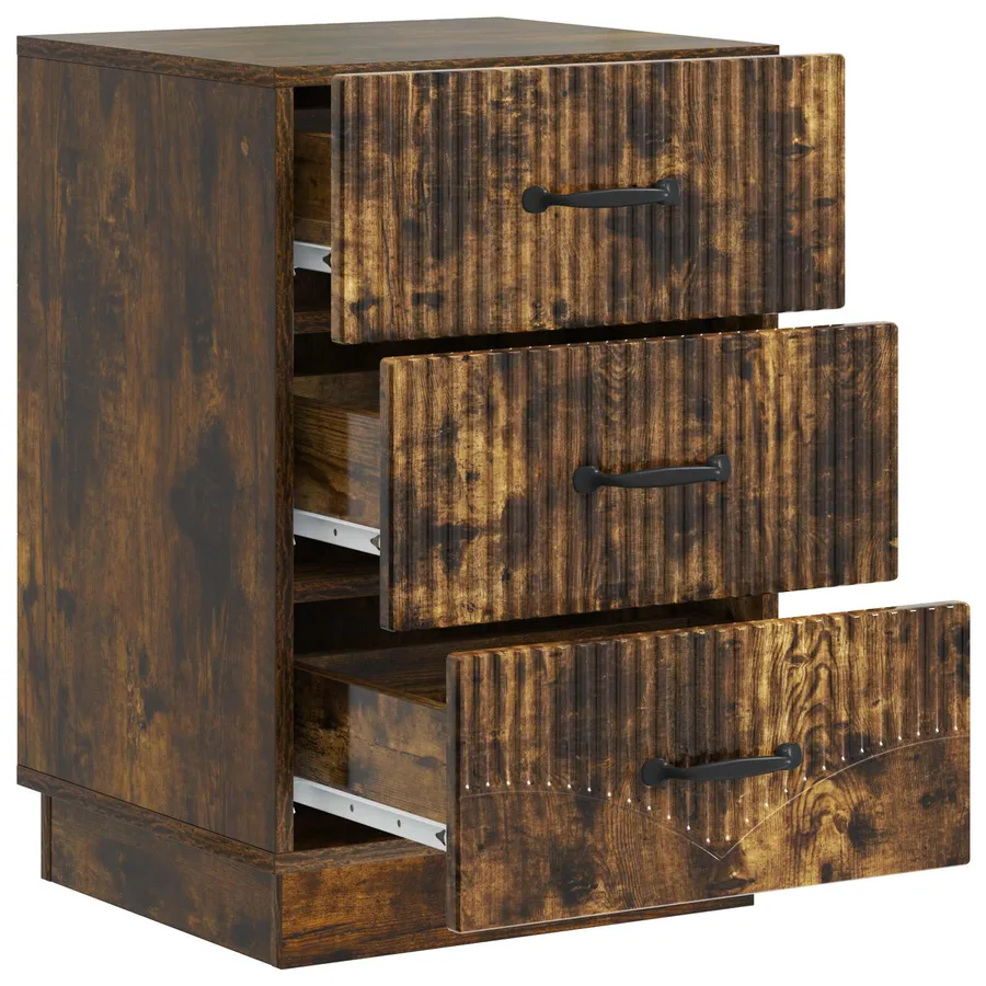Cabinet de chevet avec tiroir Chêne fumé 43 x 41 x 63,5 cm - 4