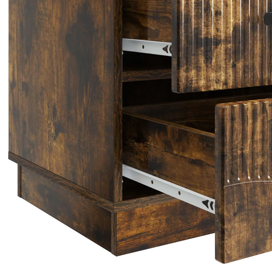 Cabinet de chevet avec tiroir Chêne fumé 43 x 41 x 63,5 cm - 9