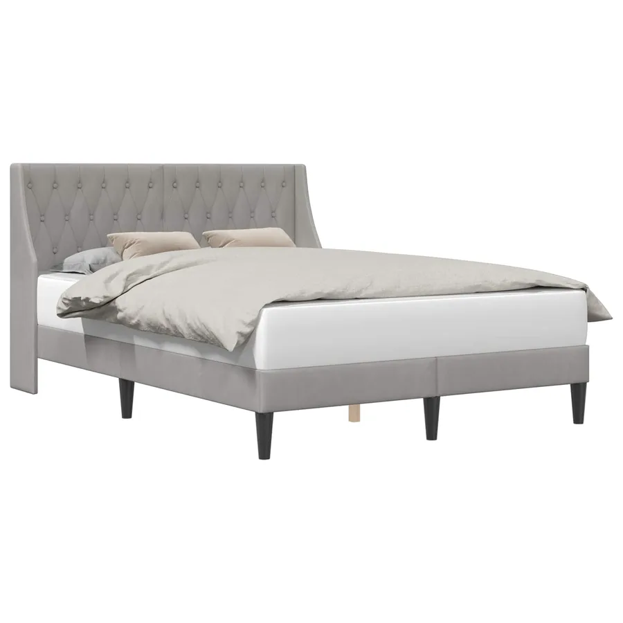 Cadre de lit avec tête de lit Gris clair 160 x 200 cm Velours - 2