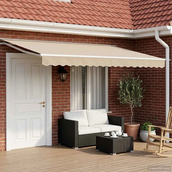 Auvent rétractable électrique Beige et blanc 4,5 × 3 m