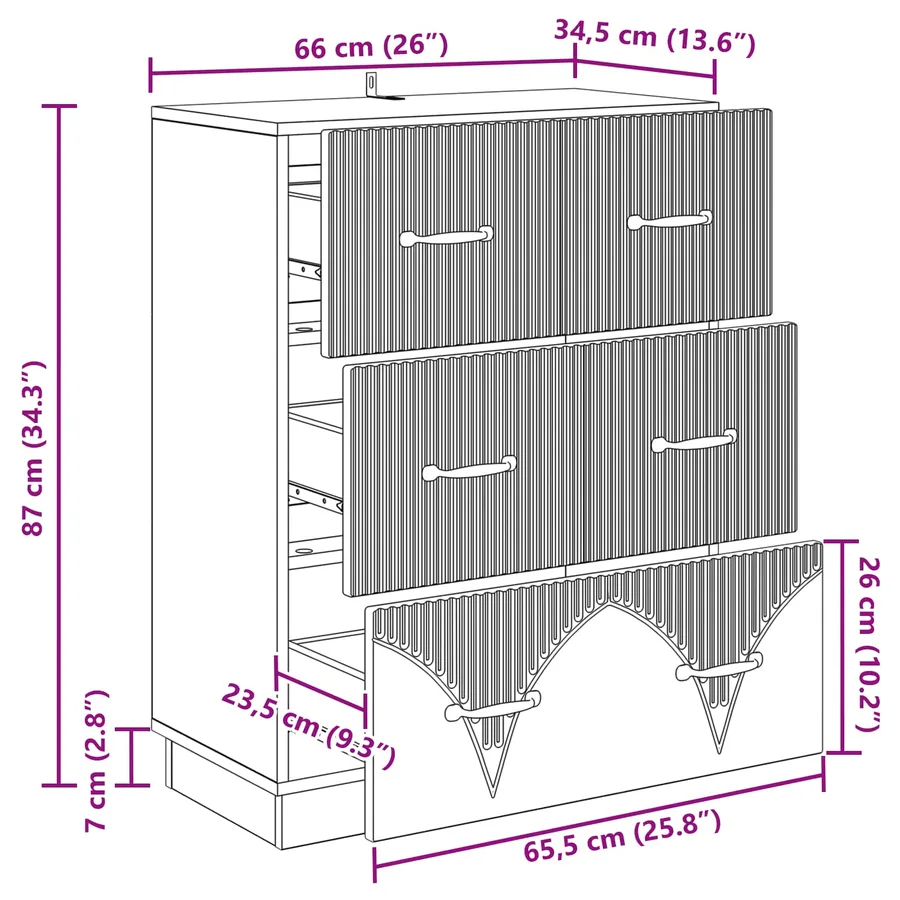 Armoire à tiroirs Blanc brillant 66 x 34,5 x 87 cm - 12