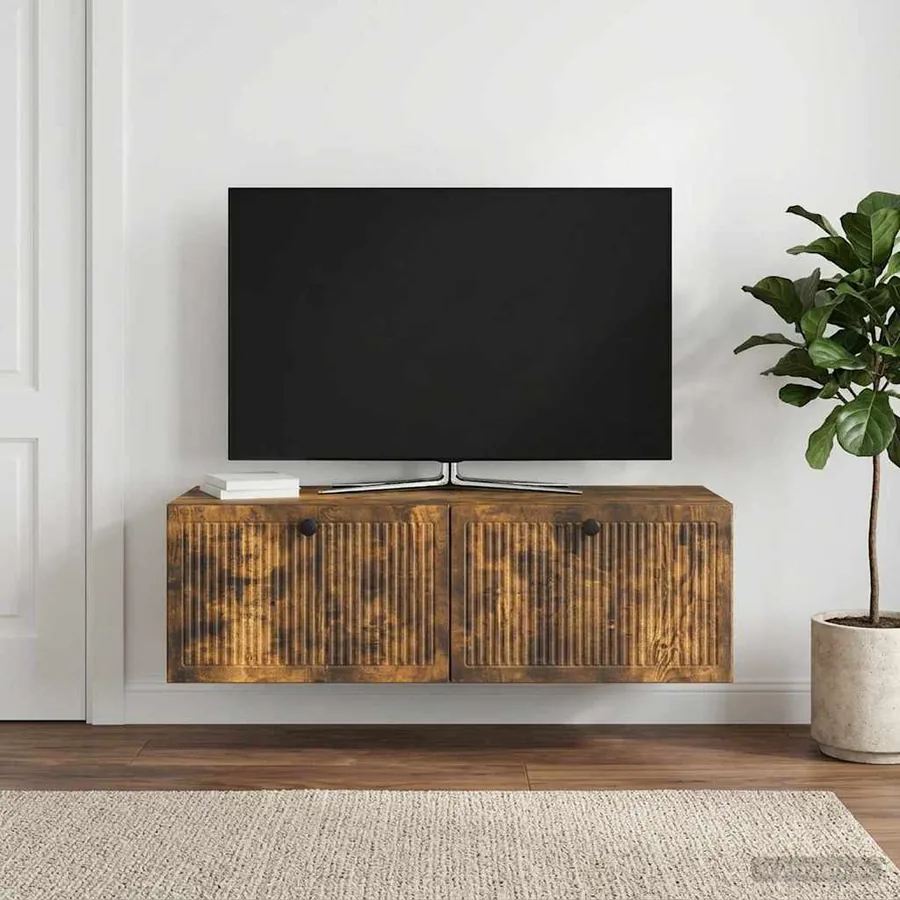 Meuble TV mural Chêne fumé 98 x 41 x 30 cm Bois d'ingénierie