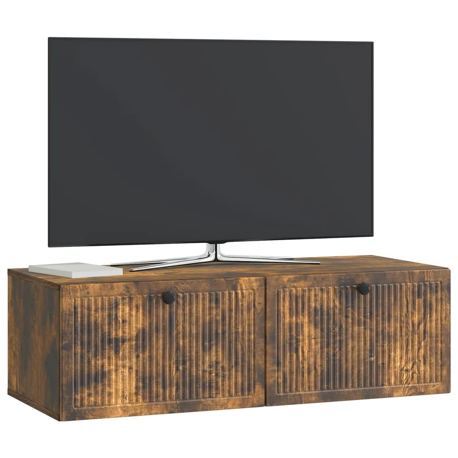 Meuble TV mural Chêne fumé 98 x 41 x 30 cm Bois d'ingénierie - 3