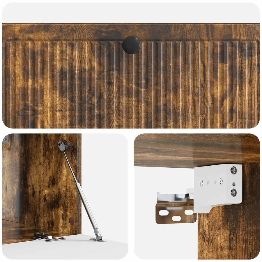 Meuble TV mural Chêne fumé 98 x 41 x 30 cm Bois d'ingénierie - 9