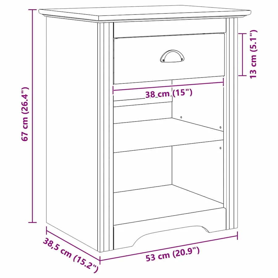 Cabinet de chevet BODO Marron miel 53 x 38,5 x 67 cm - 8