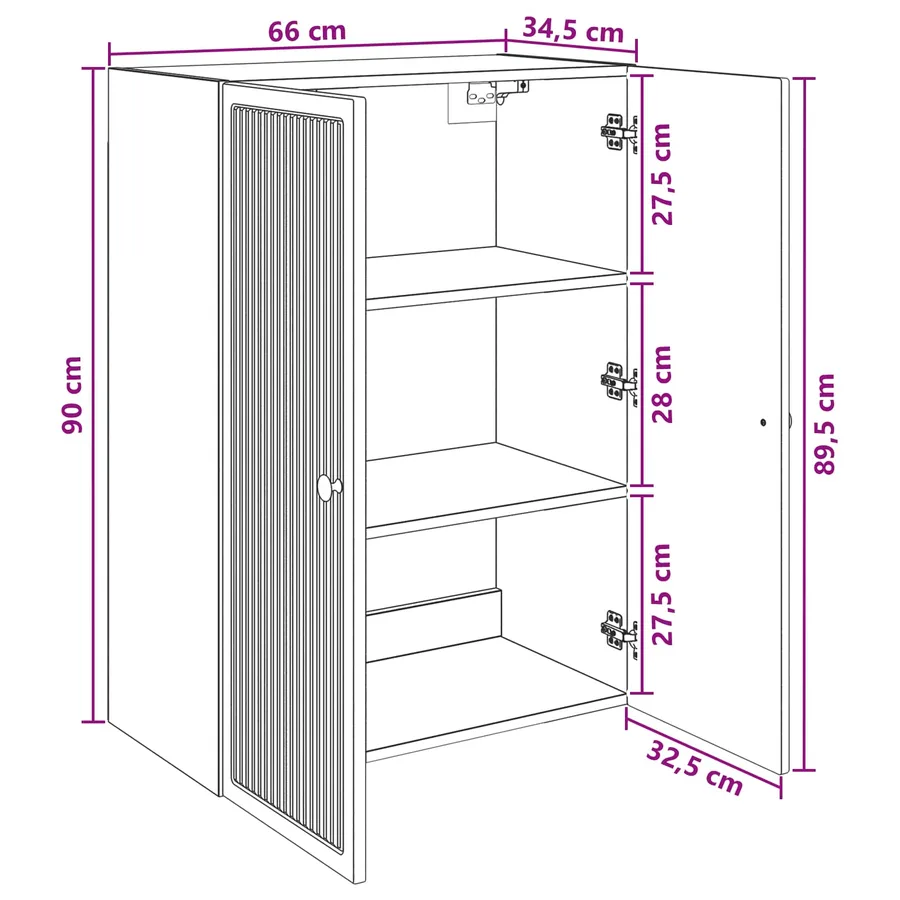 Armoire Murale Blanc brillant 66 x 34,5 x 90 cm - 9
