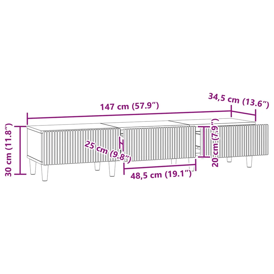 Meuble TV Chêne Sonoma 147 x 34,5 x 30 cm Bois d'ingénierie - 11